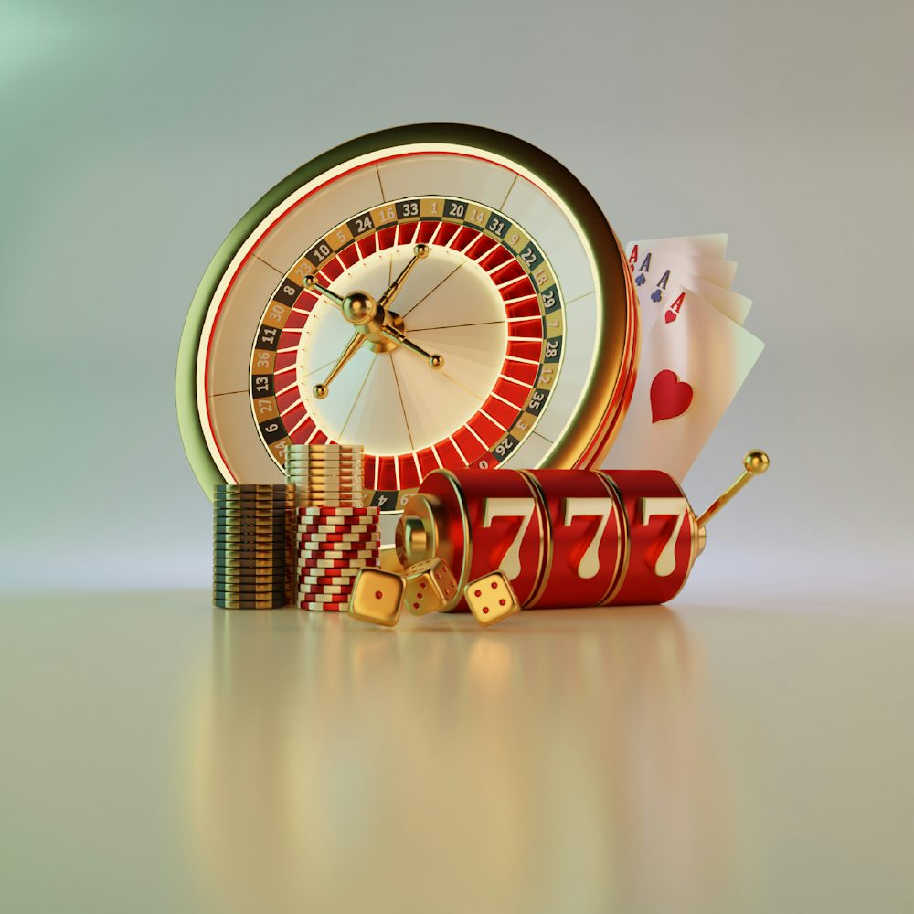Jam, dadu, dan chip casino di atas meja — ilustrasi panduan pemula Agen777